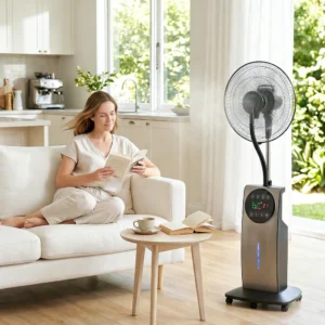 Utilizzo di ventilatori nebulizzatori per rinfrescare il giardino estivo